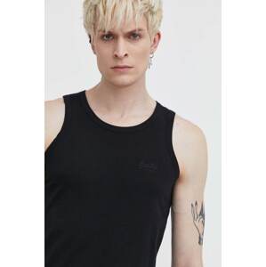 Pamučna majica Superdry za muškarce, boja: crna