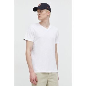 Pamučna majica Superdry za muškarce, boja: bijela, bez uzorka