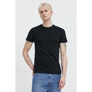 Pamučna majica Superdry za muškarce, boja: crna, bez uzorka