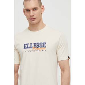 Pamučna majica Ellesse Zagda T-Shirt za muškarce, boja: bež, s tiskom, SHV20122