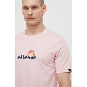 Pamučna majica Ellesse Trea T-Shirt za muškarce, boja: ružičasta, s tiskom, SHV20126