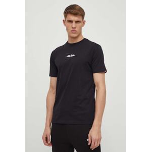 Pamučna majica Ellesse Ollio Tee za muškarce, boja: crna, s tiskom, SHP16463