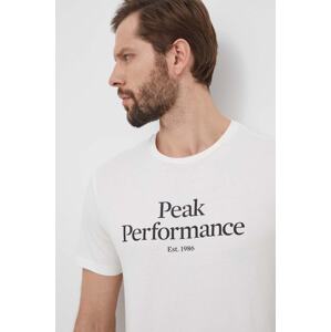 Pamučna majica Peak Performance za muškarce, boja: bijela, s tiskom