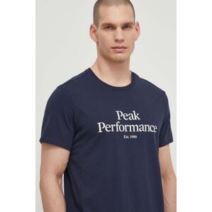 Pamučna majica Peak Performance za muškarce, boja: tamno plava, s tiskom