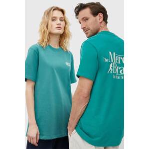 Pamučna majica The Mercer Brand boja: zelena, s tiskom