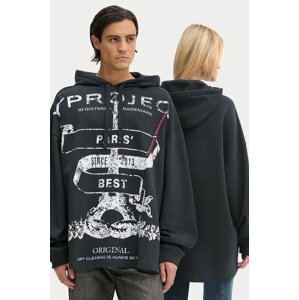 Pamučna dukserica Y/Project EVERGREEN PARIS' BEST PINCHED HOODIE boja: crna, s kapuljačom, s tiskom, 204SH002