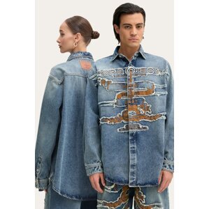 Traper košulja Y/Project EVERGREEN PARIS' BEST PATCH DENIM SHIRT relaxed, s klasičnim ovratnikom, 207SI002