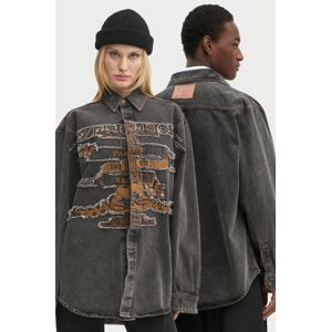 Traper košulja Y/Project EVERGREEN PARIS' BEST PATCH DENIM SHIRT boja: siva, relaxed, s klasičnim ovratnikom, 207SI002