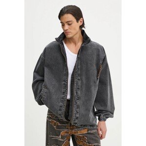Traper jakna Y/Project EVERGREEN PINCHED LOGO DENIM WINDBREAKER za muškarce, boja: siva, za prijelazno razdoblje, oversize, 207JA002