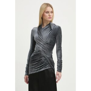 Velur bluza Rick Owens Lilies boja: siva, bez uzorka, LI02D5203VST