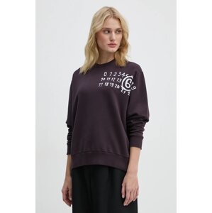 Pamučna dukserica MM6 Maison Margiela za žene, boja: ljubičasta, s tiskom, S62GU0132.M25004