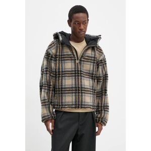 Dukserica od flisa Y/Project INSERT HOOD FLEECE PULLOVER boja: bež, s kapuljačom, s uzorkom, 209JA003