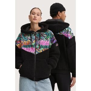Dukserica od flisa Sprayground boja: crna, s kapuljačom, s uzorkom, SP373