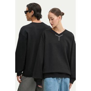 Pamučna dukserica Y/Project Y CHROME SWEATSHIRT boja: crna, s aplikacijom, 204SH004