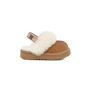 Dječje kućne papuče od brušene kože UGG FUNKETTE boja: crna, 1130395T