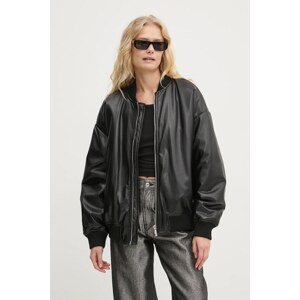 Bomber jakna Chiara Ferragni za žene, boja: crna, za prijelazno razdoblje, oversize, 77CBSH01