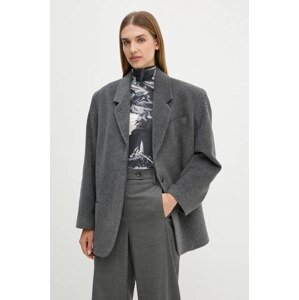 Vuneni sako Remain Heavy Wool Blazer boja: siva, jednoredno zakopčavanje, bez uzorka, 501887514