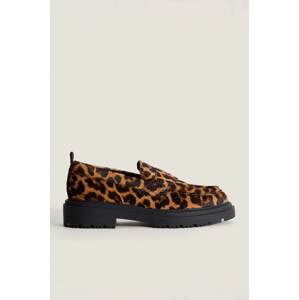 Kožne mokasinke Hoff LEOPARD MARRON za žene, boja: smeđa, ravni potplat, 22428004 SCHOOL