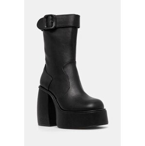 Gležnjače Buffalo Heart Bootie Buckle za žene, boja: crna, s debelom potpeticom, 1220059-BLK