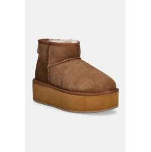 Čizme za snijeg od brušene kože Emu Australia Stinger Micro Flatform boja: smeđa, W13082.CHES