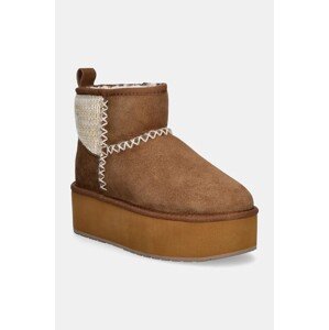 Čizme za snijeg od brušene kože Emu Australia Stinger Knit Flatform boja: smeđa, W13143.CHES