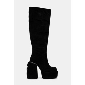 Čizme Naked Wolfe Space za žene, boja: crna, s debelom potpeticom, Space Black Kid Suede