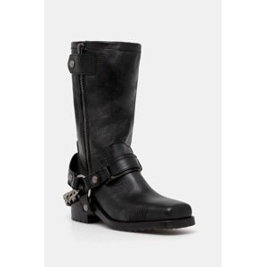 Kožne gležnjače ZADIG&VOLTAIRE Igata Boots za žene, boja: crna, s debelom potpeticom, SWCT00865