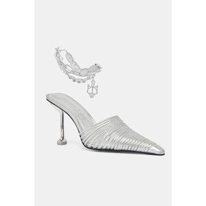 Kožne natikače Naked Wolfe Chromed boja: srebrna, Chromed Silver Leather