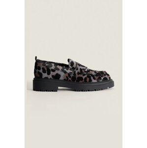 Kožne mokasinke Hoff MOCASIN LEOPARD GRIS za žene, boja: siva, ravni potplat, 22428003