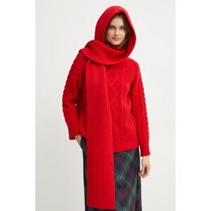 Vuneni šal s kapuljačom Forte Forte boja: crvena, bez uzorka, 13339_my scarf