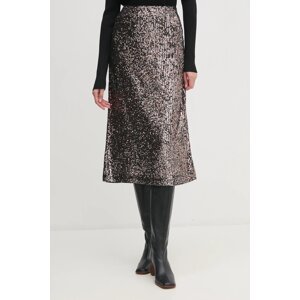 Suknja OUI boja: smeđa, midi, ravna, 89843