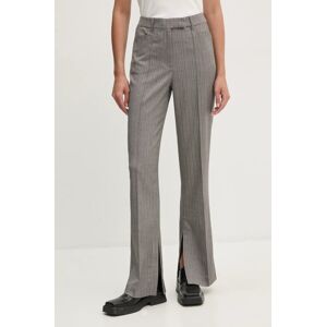 Hlače Remain Herringbone Slim Pants za žene, boja: siva, široke, visoki struk, 5018733038