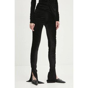Hlače od velura Rick Owens Lilies boja: crna, uski kroj, visoki struk, LI02D5335VST
