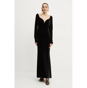 Haljina od velura Luisa Spagnoli boja: crna, maxi, uska, 541581