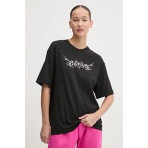 Pamučna majica Chiara Ferragni za žene, boja: crna, 77CBHT03