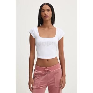 Top Juicy Couture REGAL SQUARE NECK CROPPED TEE za žene, boja: bijela, JCBCT224831