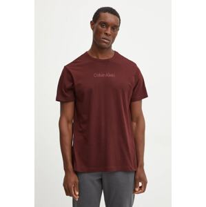 Pidžama - majica Calvin Klein Underwear boja: smeđa, bez uzorka, 000NM2748E