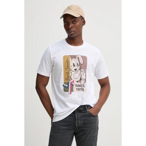 Pamučna majica PS Paul Smith za muškarce, boja: bijela, s tiskom, M2R.011R.PP5083