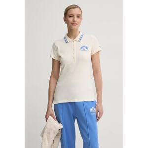 Pamučna polo majica Tommy Hilfiger boja: bež, WW0WW43931