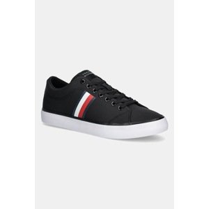 Tenisice Tommy Hilfiger TH HI VULC LOW CORE STRIPES MESH za muškarce, boja: crna, FM0FM05393