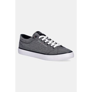Tenisice Tommy Hilfiger TH HI VULC LOW CORE CHAMBRAY za muškarce, boja: tamno plava, FM0FM05389