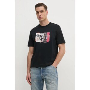 Pamučna majica PS Paul Smith za muškarce, boja: crna, s tiskom, M2R.220X.PP5122