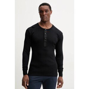 Homewear pamučna majica dugih rukava Resteröds ORIGINAL bedstefartroje GOTS boja: crna, bez uzorka, 17022.4