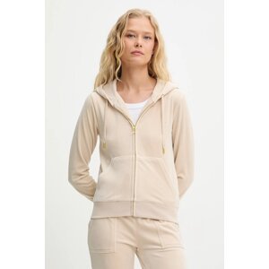 Dukserica Juicy Couture ROBERTSON HOODIE za žene, boja: bež, s kapuljačom, s aplikacijom, JCAP176G
