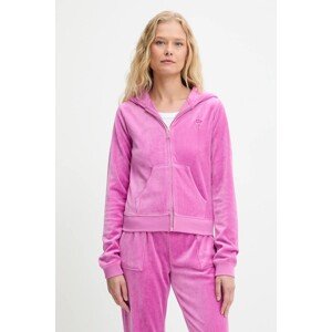 Dukserica Juicy Couture HERITAGE ROBYN HOODIE za žene, boja: ružičasta, s kapuljačom, s aplikacijom, JCSEBJ007G