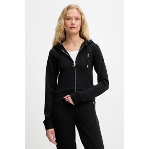 Dukserica Juicy Couture SINGLE JERSEY OLA HOODIE za žene, boja: crna, s kapuljačom, s aplikacijom, JCWAS125310
