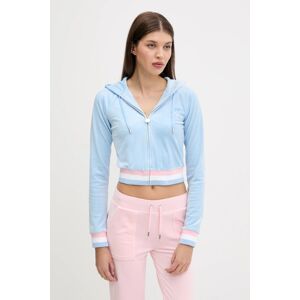 Dukserica Juicy Couture VELOUR CROPPED STRIPE HOODIE za žene, s kapuljačom, s aplikacijom, JCWAS225351