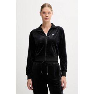 Dukserica od velura Guess COUTURE boja: crna, bez uzorka, V3BQ22 K0232
