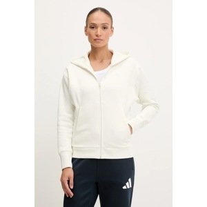 Dukserica adidas All SZN za žene, boja: bež, s kapuljačom, bez uzorka, JD4689