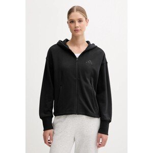 Pamučna dukserica adidas All SZN za žene, boja: crna, s kapuljačom, s aplikacijom, JJ1251